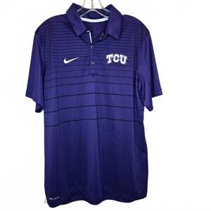Nike TCU Purple and Black striped dri-fit tech polo Men's Medium